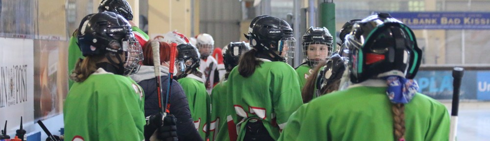 Die U13 von GirlsEishockey.de beim Turnier in Schweinfurt am 12. März 2022. Foto: Reiner Bölz